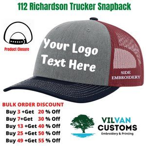 112 Richardson Trucker Hats, Custom Embroidery-